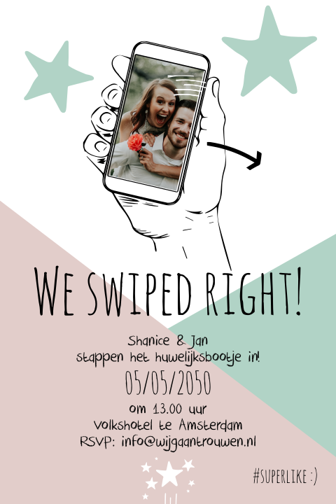We swiped right trouwkaart ontwerp tinder dating site