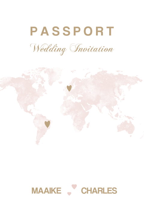 Trouwkaart als passport wedding invite
