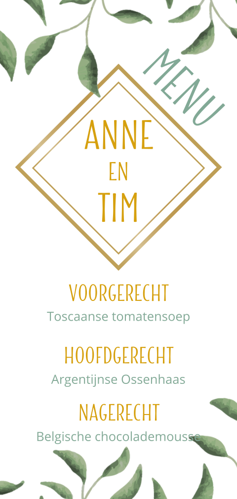 Menukaart Art-deco tintje