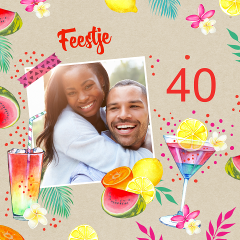 Uitnodiging tropisch feestje 40ste verjaardag