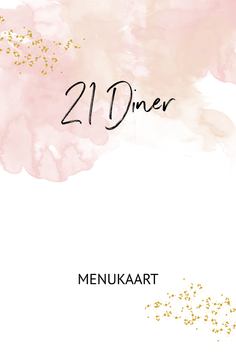 21 diner menukaart waterverf roze en oud glitter