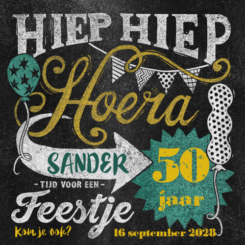 Stoere uitnodiging 50 jaar verjaardag met leuke teksten