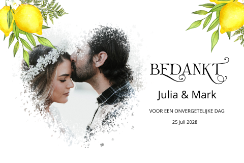 Bedankkaart huwelijk botanische citroenen