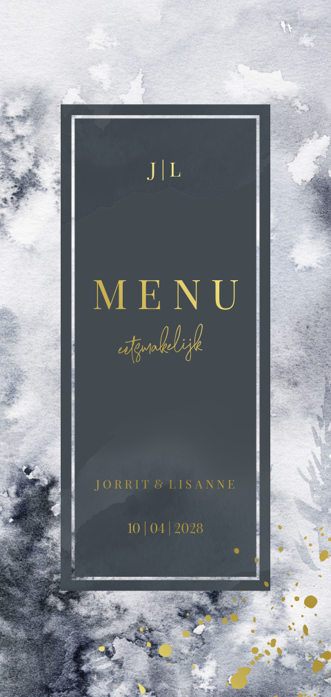 Menukaart woodland winter blauw grijs