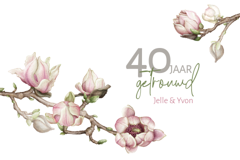 Jubileum uitnodiging 40 jaar getrouwd met magnolia 
