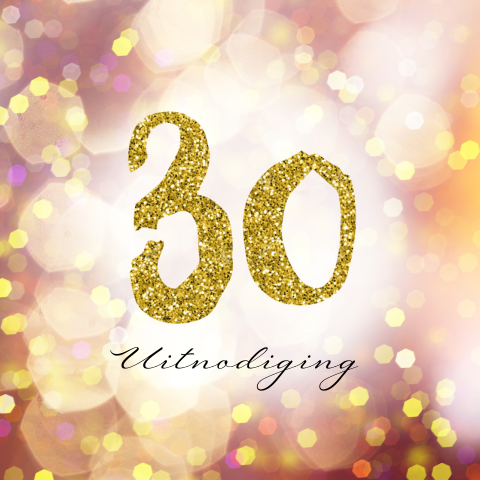 Uitnodiging 30 jaar verjaardag met gouden glitters