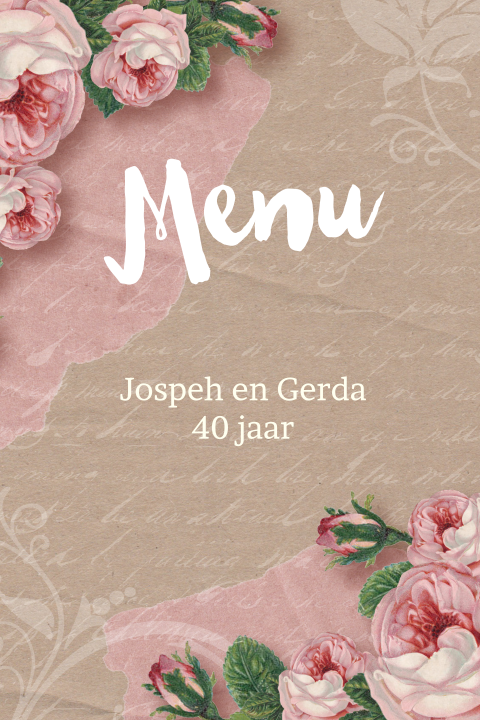 Menukaart vintage kraft rozen foto