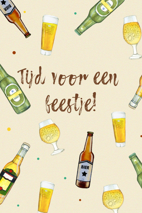Uitnodiging voor een feestje borrel of surprise party met bierglazen