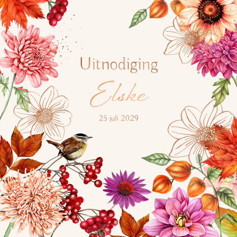 Uitnodiging voor een vrouw verjaardag met bloemen