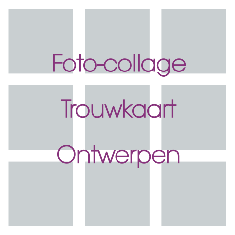 Vierkante trouwkaart dubbel met fotocollage zelf ontwerpen
