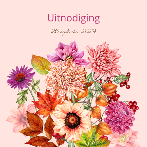 Uitnodiging verjaardag vrouw met kleurrijke herfst bloemen