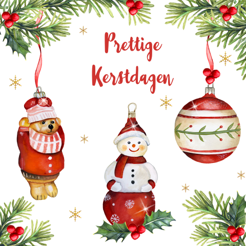 Kerstkaart sneeuwpopje en beertje