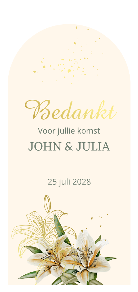 Bedankkaart na trouwen met witte lelies