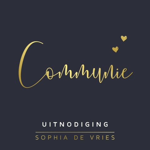 Hippe goudfolie uitnodiging voor een eerste heilige communie