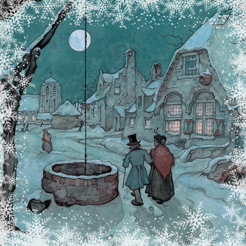 Anton Pieck avondwandeling kerstkaart