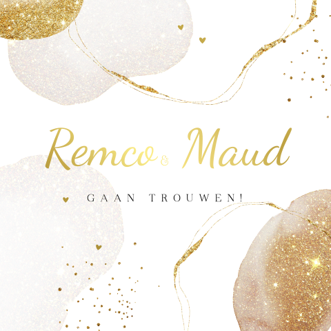Stijlvolle trendy trouwkaart goudfolie glitter en glamour