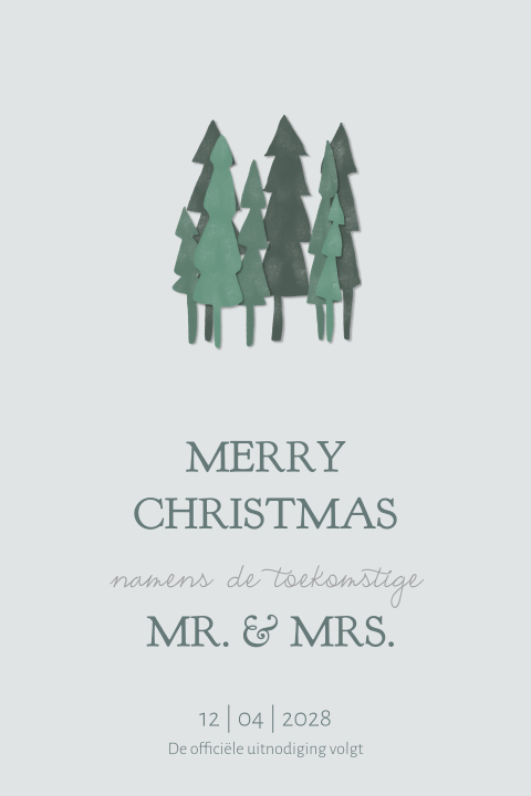 Save the date kerstkaart minimalistisch wit groen