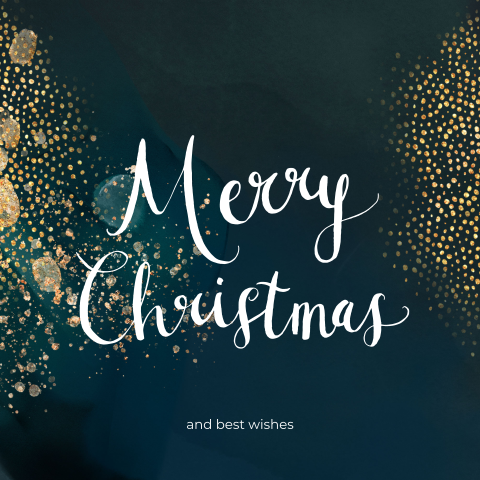 Moderne zakelijk kerstkaart best wishes groen goudlook