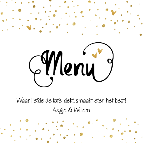 Menukaart gouden huwelijksjubileum in een goud look