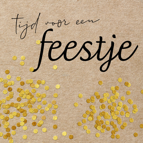 Tijd voor een feest uitnodiging kraft look en confetti