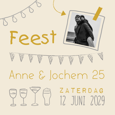 Jubileumkaart 25 jaar getrouwd handletter foto