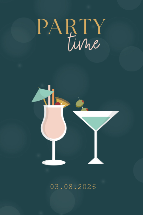 Uitnodiging verjaardag of feestje met cocktails