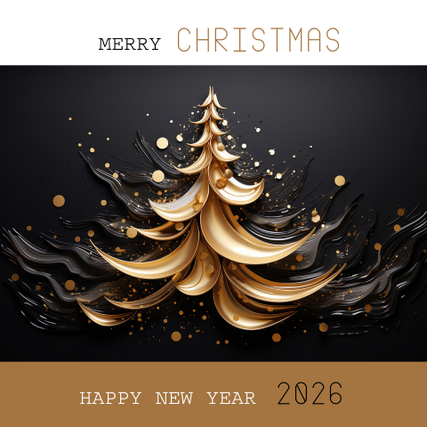 Zakelijke kerstkaart kerstboom verf zwart goud