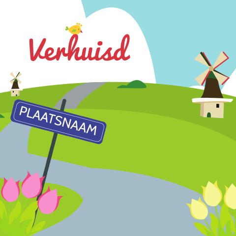 Verhuisd hollandse verhuiskaart platteland boerderij met koe 