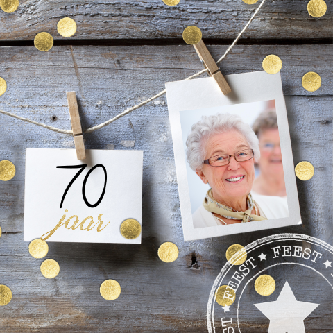 Uitnodiging verjaardag 70 jaar met foto