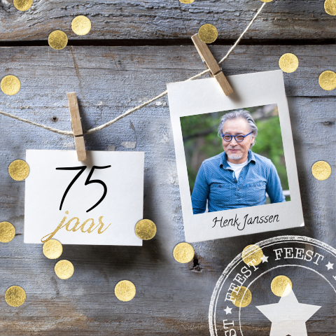 Uitnodiging verjaardag 75 jaar man met foto