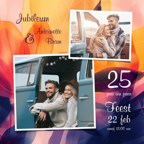 25 jaar getrouwd zomerse jubileum uitnodiging fotocollage