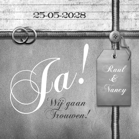 Trouwkaart vintage zwartwit foto