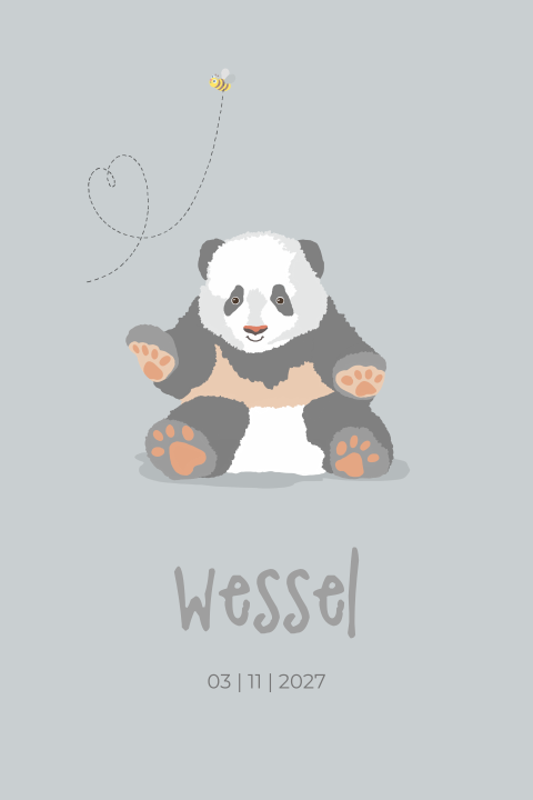 Geboortekaartje voor een jongen met panda beer