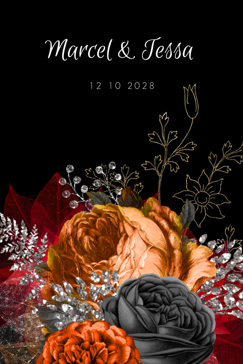 Chique trouwkaart met bloemen