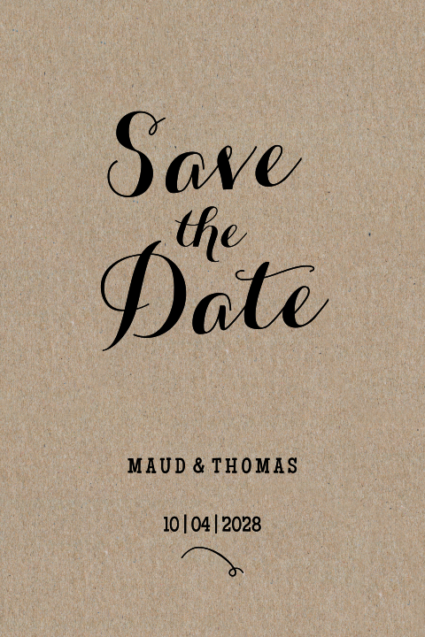 Moderne save the date uitnodiging op echt kraft papier gedrukt