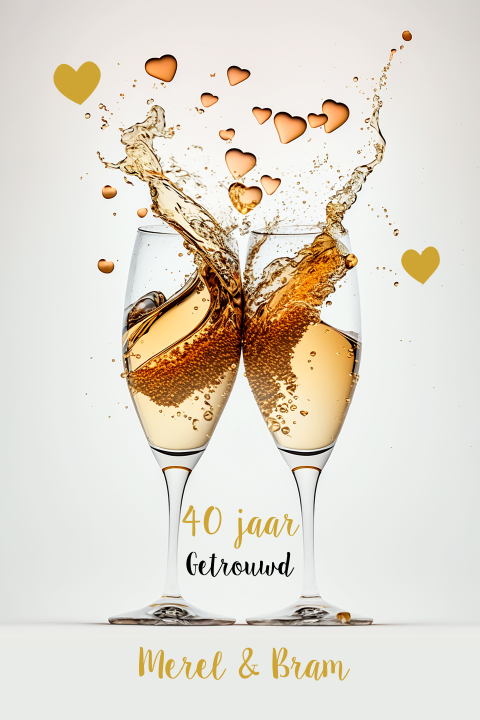 Uitnodiging 40 jaar getrouwd met champagne