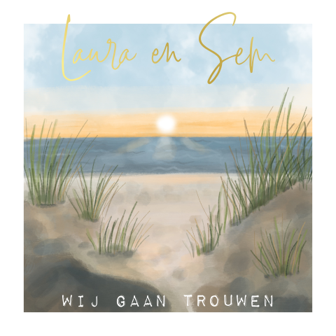 Trouwkaart aquarel strand