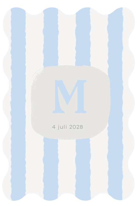 Vrolijk jongens geboortekaartje beige blauw