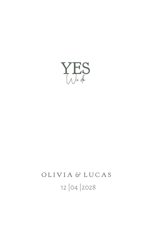 Trouwkaart minimalistisch wit design