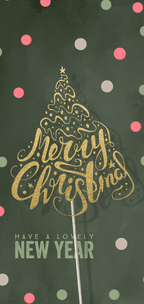 Hippe kerstkaart met handlettering op stokje