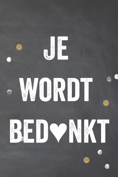 Bedankt voor je inzet kaartje personeel krijtbord