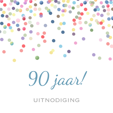 Hippe uitnodiging 90e verjaardag met confetti
