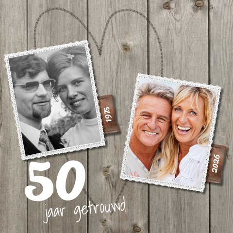 Uitnodiging 50 jaar getrouwd met oude foto