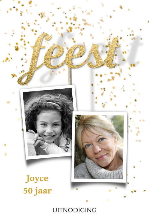 Feestelijke foto 50 jaar verjaardag uitnodiging confetti