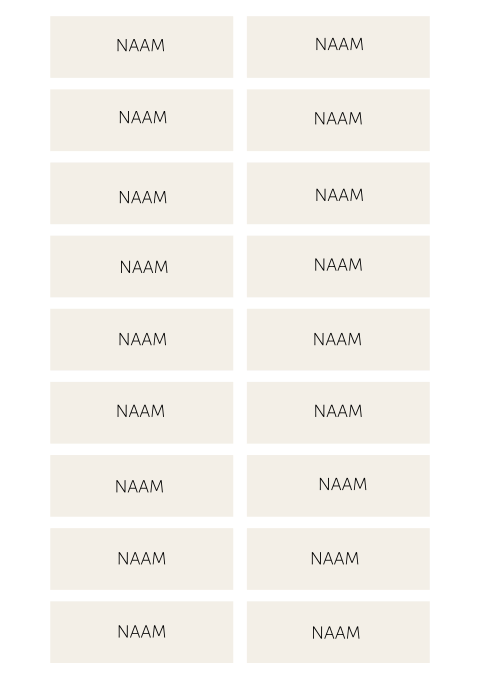 Naamkaartjes lang 18 stuks formaat 8 x 2,5 
