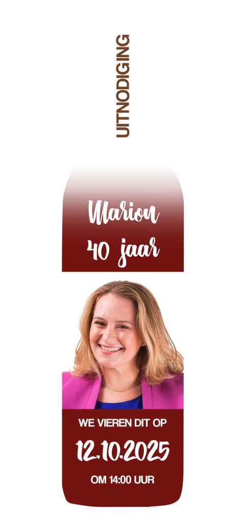 Uitnodiging verjaardag wijn wijnfles