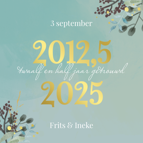 Vrolijke jubileum uitnodiging 12,5 jaar getrouwd