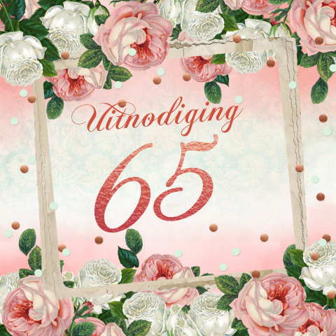 Uitnodiging 65 jaar verjaardag met roze
