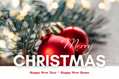 Kerst verhuiskaart rode kerstbal