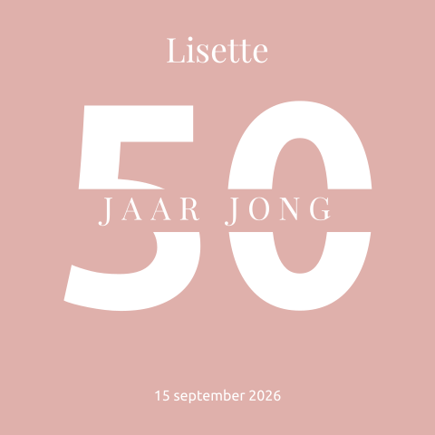 Leuke uitnodiging 50 jaar vrouw roze